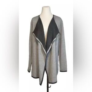 Lineamaglia Italy L Gray Wool Blend Waterfall Draping Open Cardigan Sweater